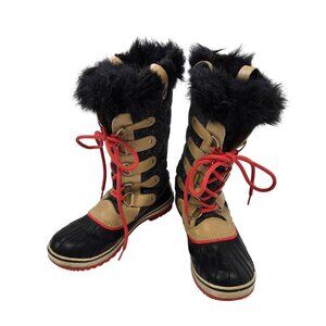 Sorel Tofino Waterproof Faux Leather & Fur Lace Up Boots Size 8